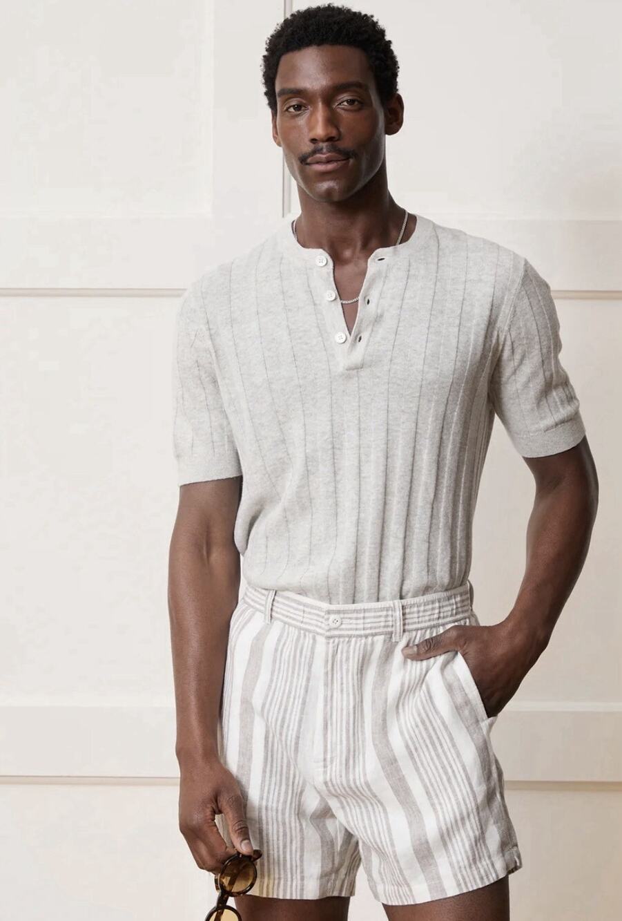 Todd Snyder Ribbed Linen-Cotton Henley Sweater Medium